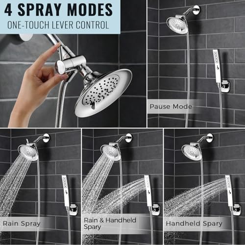 G-Promise Chrome Solid Metal High-Flow Shower Diverter Valve with Pause Function