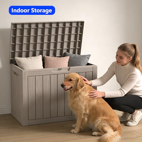 45 Gallon Lockable Outdoor Resin Storage Deck Box for Patio & Garden - Grey