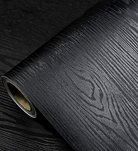 tiltil Black Peel and Stick Wallpaper 17.7" x 118" Wood Contact Paper for Walls & Surfaces