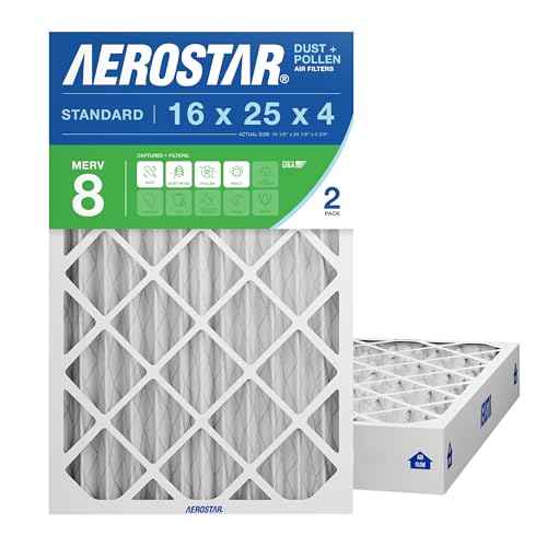 Aerostar 16x25x4 MERV 8 Air Filter 2 Pack, HVAC Pleated A/C Furnace Filters, Electrostatic MPR 600 & FPR 5, Made in USA