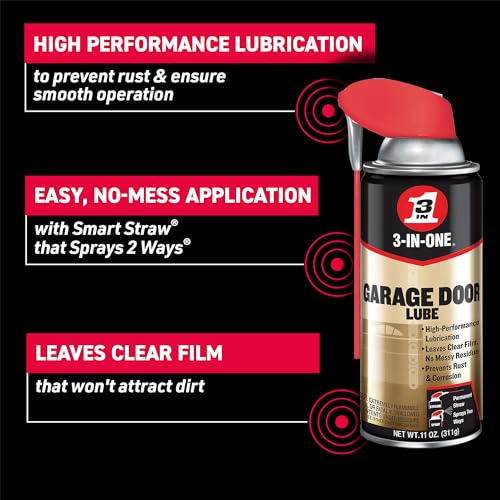 3-IN-ONE Garage Door Lubricant 11 oz - 1-Pack with Smart Straw, Fast Drying