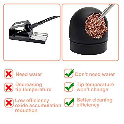 Soldering Iron Tip Cleaner Kit, Windspeed Non-slip Brass Soldering Tip Cleaner Solder Flux Brass Tip Cleaning Brass With Holder, Solder Flux, Solder Wire 4pcs Copper Wire Ball, No Water Needed