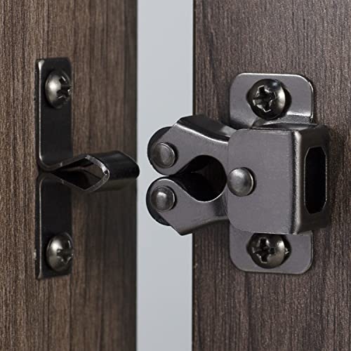 Keenkee Black Nickel Cabinet Latch Double Roller Catch 4 Pack - Spring Loaded, Easy Install
