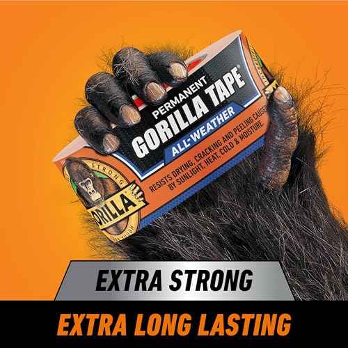 Gorilla All Weather Duct Tape, Black, 1.88" x 25 yd (Pack of 1) - UV and Temperature Resistant Waterproof Tape for Outdoor Repairs