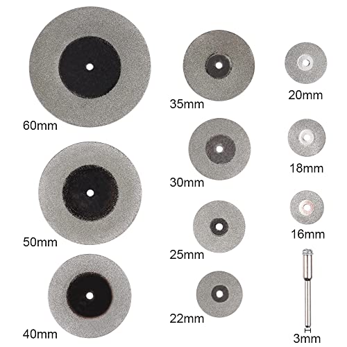 Wolfride 10Pcs Diamond Cutting Wheel Cutting Discs for Rotary Tool Disc Drill Blades and Mandrel for Glass Tile Metal