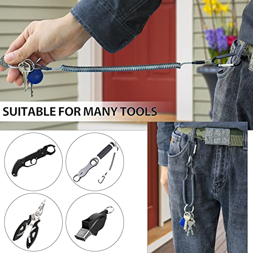 Fishing Lanyard Heavy Duty Retractable Coiled Tether with Carabiner for Pliers, Boating, Tools