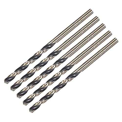 uxcell 5pcs Straight Shank Twist Drill Bits 3mm Gold Titanium & Black Nitride Coated High Speed Steel (HSS) 4341 with 3mm Shank for Stainless Steel Alloy Metal Plastic Wood