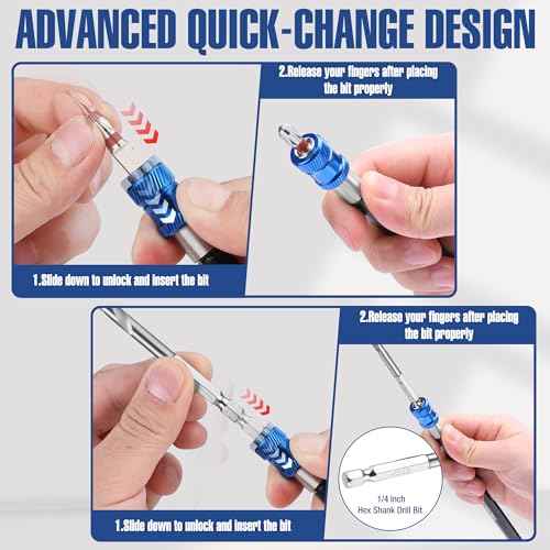 WORKPRO Drill Bit Extension Set, 3Pcs 2-3/8''Magnetic Impact Drill Screwdriver Bit Holder, 1/4 Inch Hex Quick Release Bit Holder for Drill