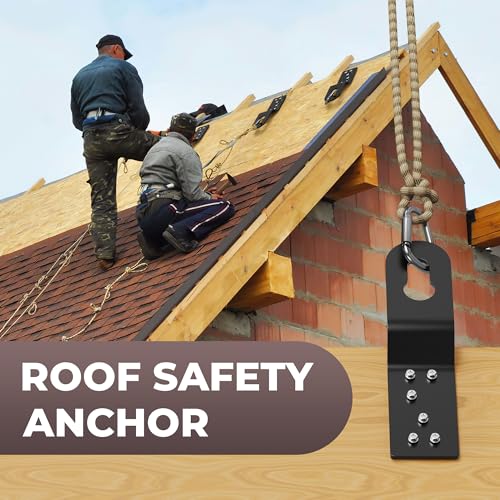 5 Pcs Roof Safety Anchor Hitch Clip, Permanen Roof Anchor for Fall Protection Connect to Wood Surface,Roofing Anchor Bracket Use with Other Roof Safety Equipment(Aluminum - Black)