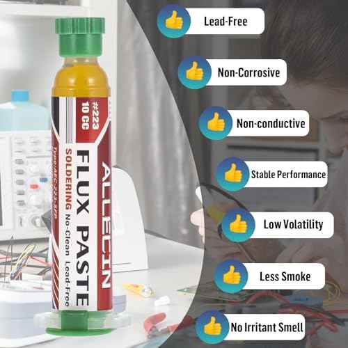 No Clean Soldering Flux 223 10CC 10mL High Viscosity Electronics Solder Fluxes Paste Syringe for Circuit Boards and Copper Electrical Wire with Needle Dispensing Tool (Pack of 1Pcs)