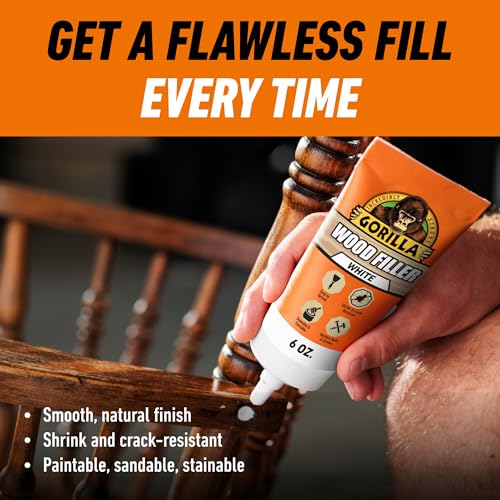 Gorilla 6 oz Water-Resistant White Wood Filler for Indoor & Outdoor Repairs