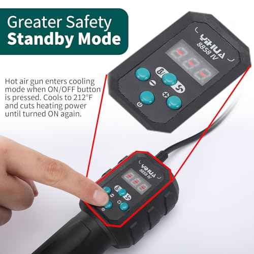 YIHUA 8858 IV Multi-Purpose Heat Gun for Crafting, Electronics Soldering, DIY, Shrink Tubing and Wrap, Torch Marker and Paste, Epoxy Resin with Temperature and Air Volume Control Function, 3 Nozzles