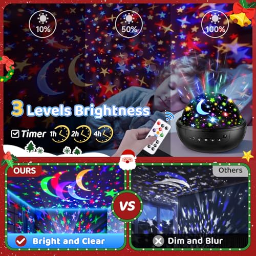 COOLNIGHT Black Kids Night Light Projector with 93 Lighting & 3 Films, Sleep Timer & Remote