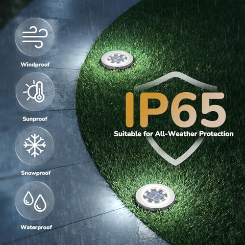INCX Solar Ground Lights Waterproof Outdoor Garden Lighting - Cold White 12 Pack