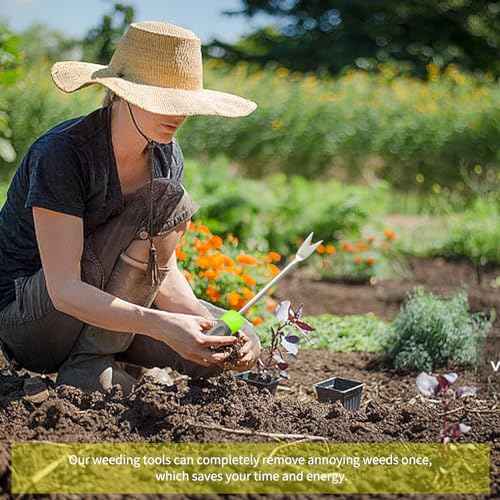 Garden Hand Weeder Tool Dandelion Weed Puller Tool with Ergonomic Handle Stainless Steel Gardening Weeding Tools Garden Weed Removal Tool for Yard Lawn Garden
