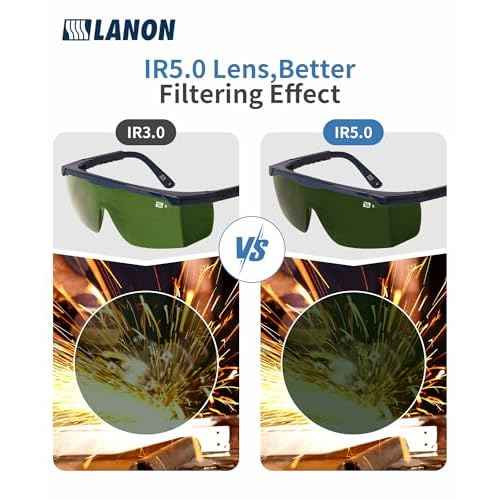 LANON Welding Safety Glasses,IR Filter Shade 5.0 Lens,Anti-Scratch & Anti-Impact,ANSI Z87.1 Double-sided Antifog,Wrap-Around Protective Safety Goggles,UV Protection