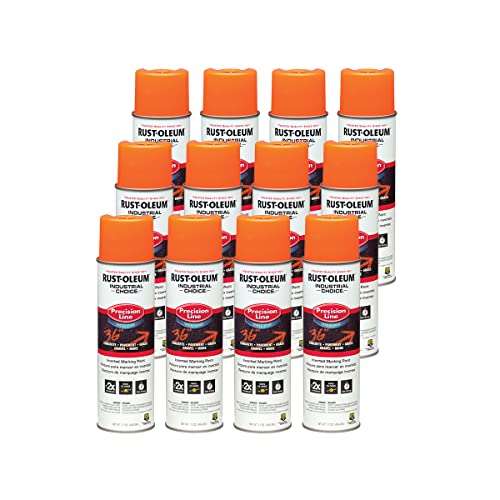Rust-Oleum Fluorescent Orange Inverted Marking Spray - Water-Based, 17 Ounce Pack of 12