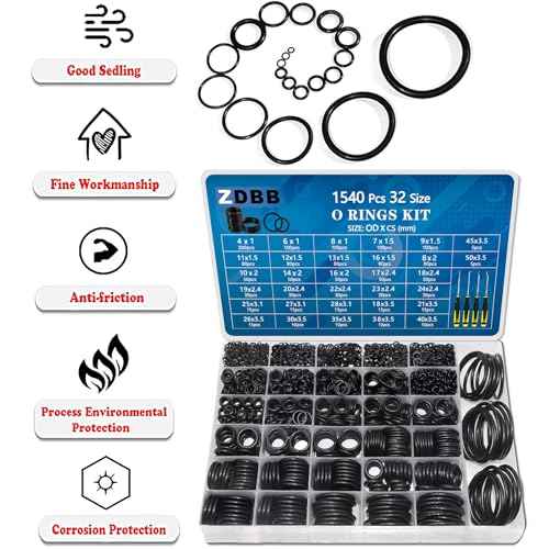 32 Size 1540 Pcs O Rings Assortment Kit Metric Nitrile Rubber Oring Set with 4 Pick for Automotive Faucet Pressure Washer Plumbing Air or Gas Repair OD 4mm-50mm