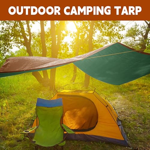 MVPNET 5x7Ft Waterproof Tarp 7mil Reinforced Edges Grommets - Green/Brown