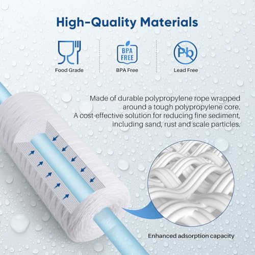 PUREPLUS 5 Micron Water Filter Cartridges 2 Pack for Whole House Well Water