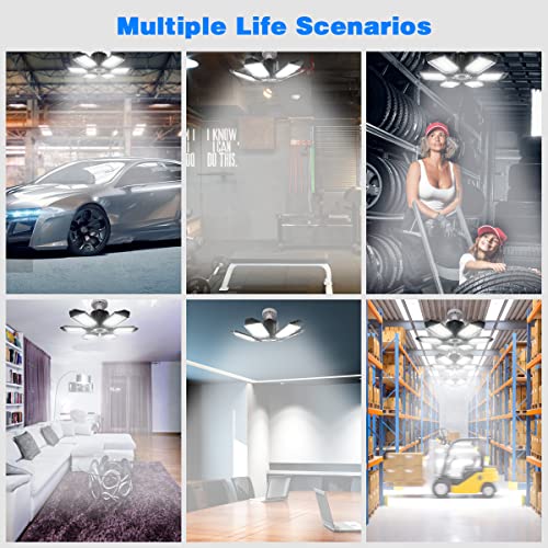 POLARPRA 160W LED Garage Ceiling Lights 2 Pack, 32000LM Daylight 6500K, Adjustable Panels
