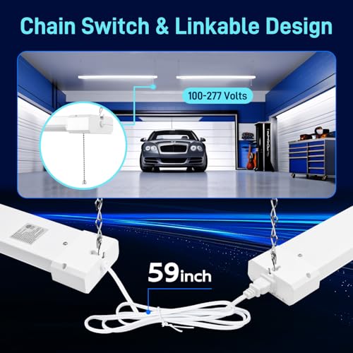 Hykolity 4FT LED Shop Light Linkable 4400LM Daylight White 5000K, White, 42W