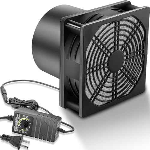GDSTIME 120mm x 38mm 12V DC Axial Fan with 4 Inch Duct Flange Variable Speed Controller, 110V 120V AC Powered, Small Air Exhaust Fume Smoke Extractor Kit for Soldering, 3D Printer Enclosure
