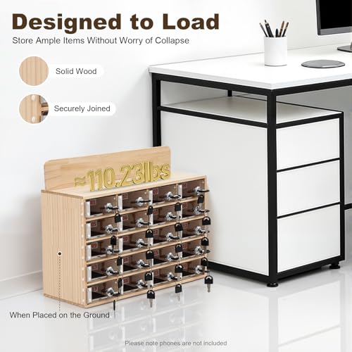 Namiose 20-Slot Wooden Cell Phone Locker Box with Keys - Secure Storage for Office & Classroom