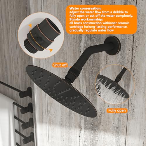 ChuangTim Oil Rubbed Bronze Shower Head Shut Off Valve 1/2'' Brass Flow Control