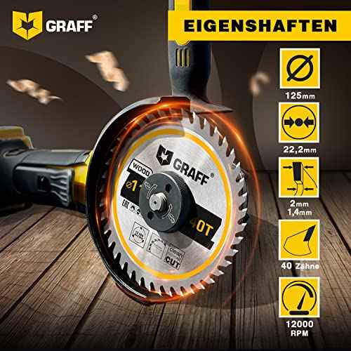 4-1/2 Inch Angle Grinder Circular Saw Blade for Wood, Plywood, Laminate, Drywall, Plastic ? 40-Teeth Wood Cutting Disc with 7/8 Inch Arbor from GRAFF