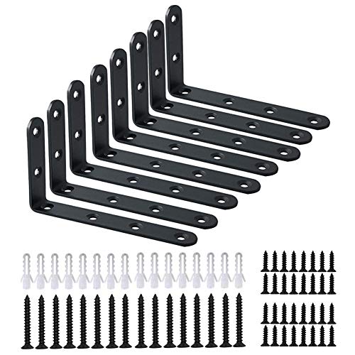 WINKER Heavy Duty Black Shelf Brackets 8 Pack 5 x 3 Inches Support Up to 35lb
