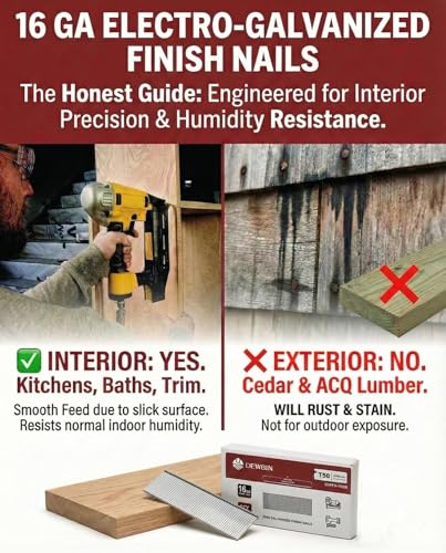 16 Gauge Galvanized Finish Nails 1-Inch - DEWBIN Small Straight Nails for Woodworking & Upholstery