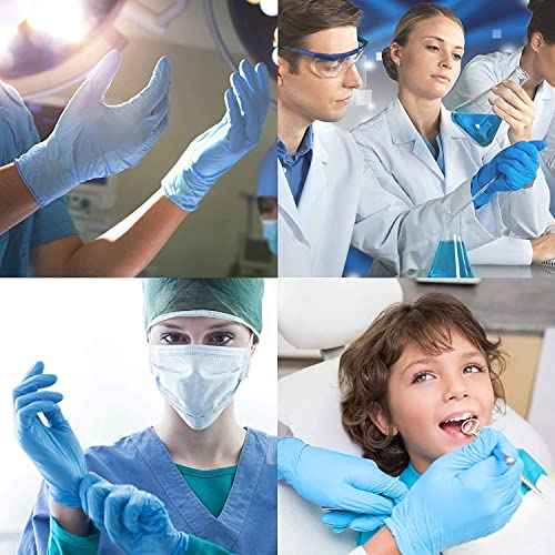 Intco Basic Disposable Vinyl Gloves 100Pcs, Medium Size, Cleaning Gloves, Food Service Gloves, Powder Free, Latex Free, Non-Sterile for All Purposes Gloves, Blue (BMPF3002)
