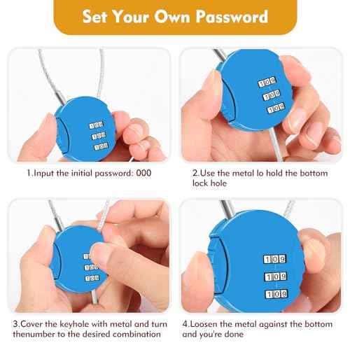 6 Pcs Combination Lock, 3 Digit Locker Lock Outdoor, Waterproof Mini Combination Padlock for School Gym Lock, Backpack, Suitcase Lock(Black+Red+Yellow+Green+Pink+Blue)