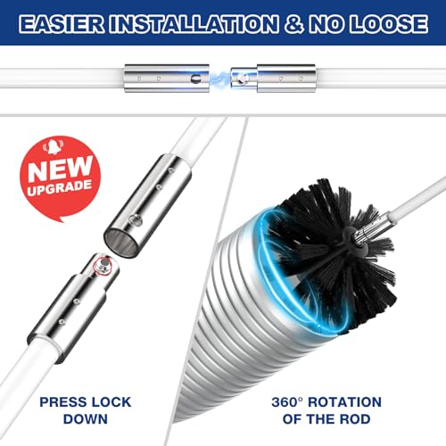 PetOde 32 Feet Dryer Vent Cleaner Kit with 4" Brush Head, 23 Quick Snap Rods
