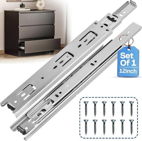 Ourshom 12 Inch Silver Heavy Duty Drawer Slides 1 Pair Full Extension Ball Bearing