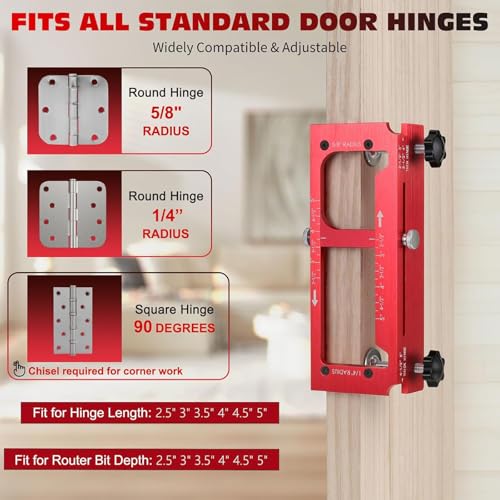 Door Hinge Hole Locator Set, 10 Inch x 5.3 2.5 Red Aluminum Alloy