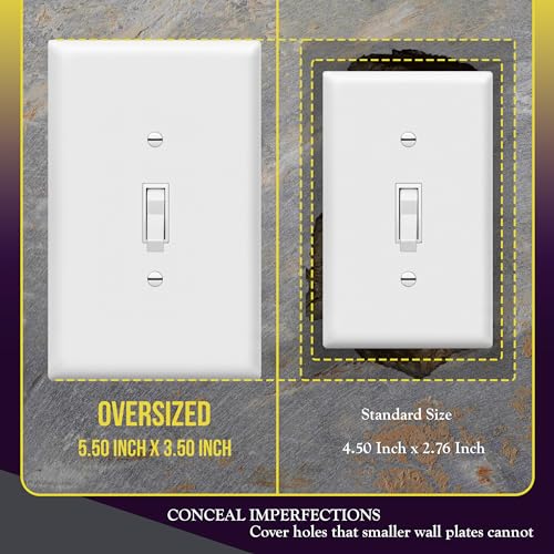 ENERLITES Oversized White Toggle Light Switch Wall Plate - 1 Pack