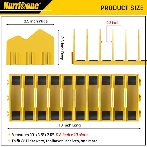 HURRICANE 2-Pack Plier Organizer Rack - 20-Slot Extendable Drawer Storage (Yellow, Non-Slip Base)