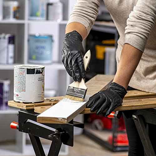 Comfy Package Black Nitrile HEAVY DUTY 6 Mil. Chemical Resistance, Latex & Powder Free, Textured Fingertips Disposable Gloves