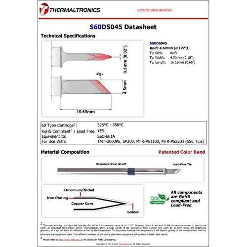 Thermaltronics S60DS045 Knife 4.50mm (0.177in) interchangeable for Metcal SSC-661A