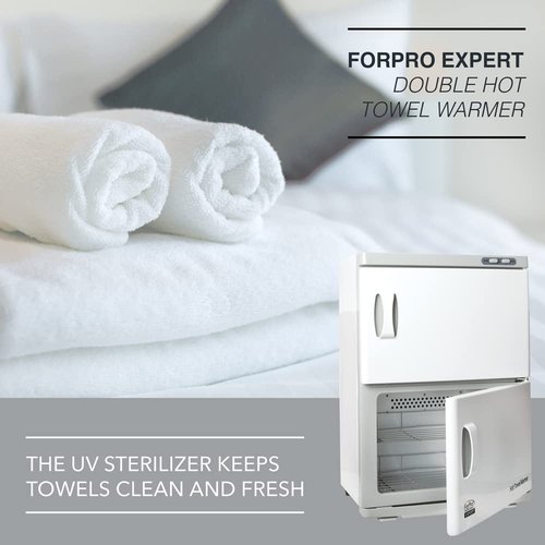 ForPro Professional Collection Expert Double Hot Towel Warmer, 46L Extra Large Capacity, Holds 48 Towels, Rust Resistant Towel Heater with Stainless Steel Racks, 25.5" H x 17.75" W x 11" D, White