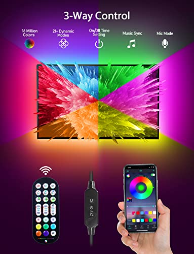 MATICOD 9.84ft RGB LED TV Backlight Strip with Remote, App Control, Music Sync - Multicolor