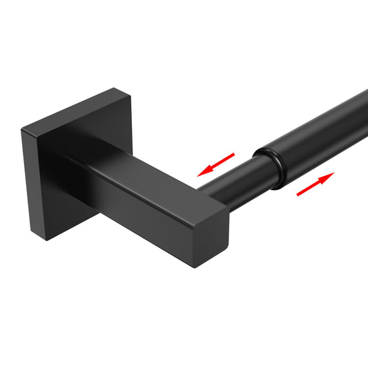 Miroamz Adjustable Towel Bar, 14.4inch - 25.2inch Towel Rack, Wall Mounted for Bathroom, Kitchen Hand Towel Holder Cloths Hanger SUS 304 Stainless Steel Organizer Single Bar (Matte Black)