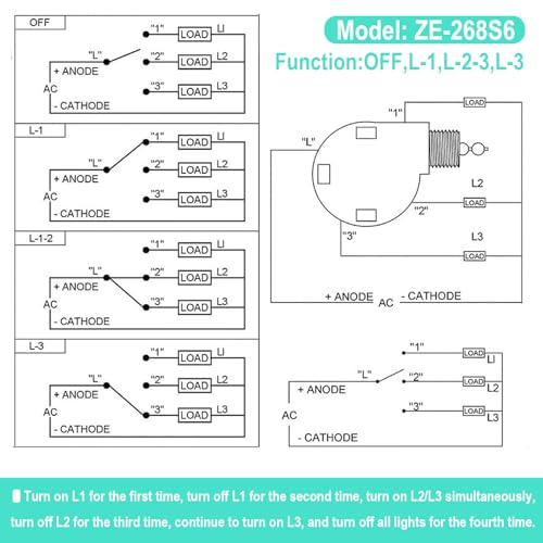 Bronze ZE-268S6 3-Speed Ceiling Fan Switch, 4-Wire