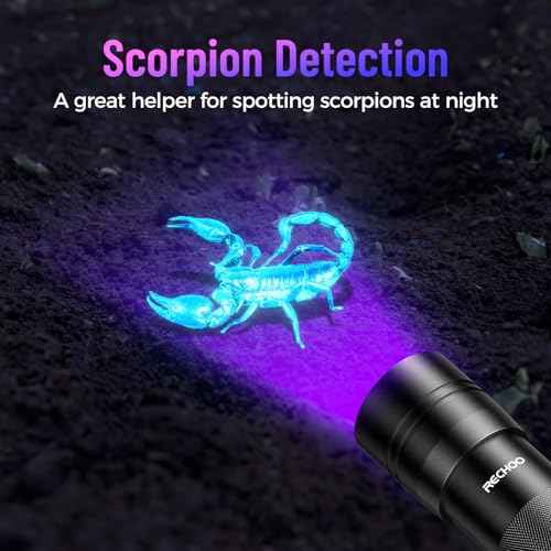 Black Light UV Flashlight 2 Pack, 12 LED 395nm UV Flashlight, Portable Mini UV Light Waterproof, Blacklight for Pet Urine Detection, Dry Stains, Bed Bug, Fluorescent Agent (Batteries not included)