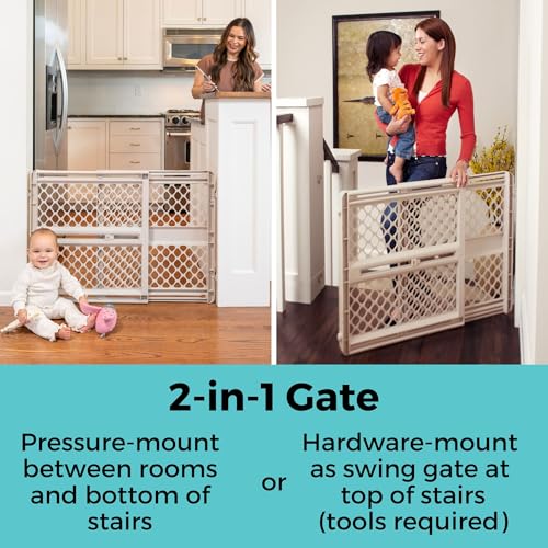 Toddleroo by North States Sand Adjustable Baby Gate for Stairs & Doorways, 26-42 Inches Wide, 26 Inches Tall, Made in USA