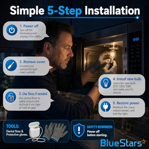 BlueStars 8206232A E17 40W Microwave Light Bulb – 3 Pack