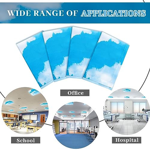 VIHOSE Sky Cloud Fluorescent Light Covers, 4 Pack, 2x2 ft Magnetic Light Filters