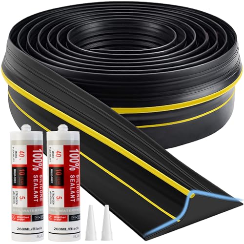 Jin&Bao Yellow 20FT Garage Door Threshold Seal Rubber Strip with 2 Adhesives
